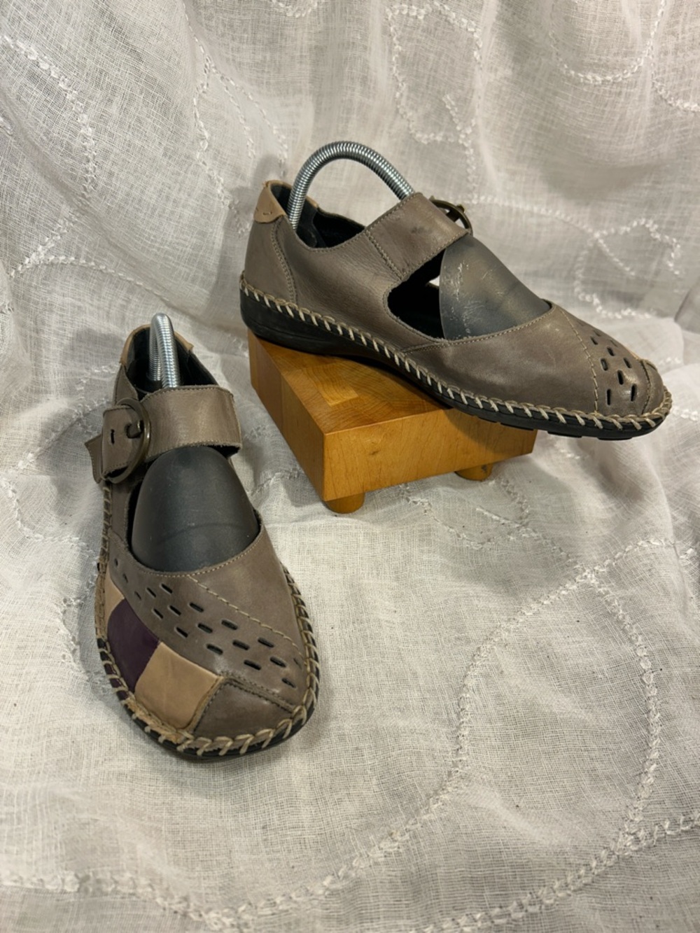 Rieker leather patchwork mary jane shoes